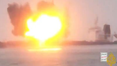 Moment Houthi drones smash into Red Sea ship 'for 1st time' in deadly blast