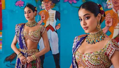 Janhvi Kapoor shares pictures of the intricately embroidered lehenga she adorned at Anant Ambani, Radhika Merchant’s mehendi ceremony