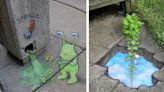 Chalk Artist Transforms City Streets With Charming Interactive Drawings