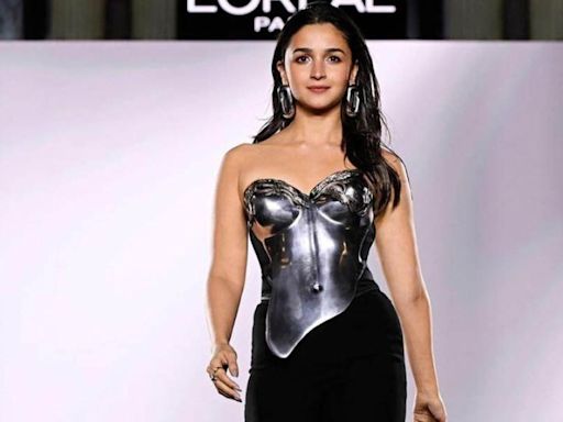 Alia Bhatt’s photos from Paris Fashion Week debut in Gaurav Gupta metallic corset