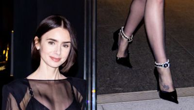 Lily Collins Paired a Little Black Dress With Sparkling Versace Pumps for ‘Emily In Paris’ Event at The Paley Museum