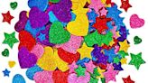 260 Pieces Colorful Glitter Foam Stickers Self Adhesive Stars Mini Heart Shapes Glitter Stickers, Now 10% Off