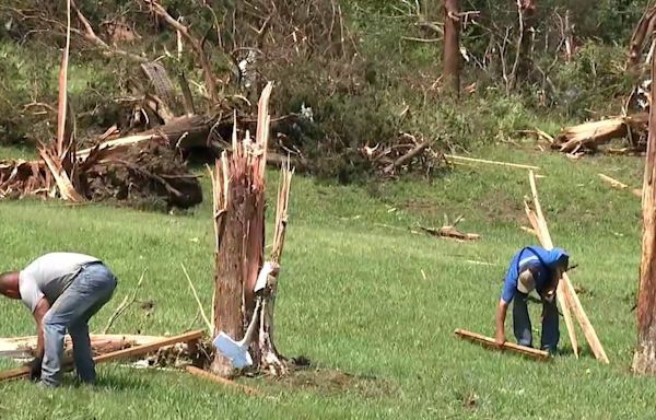 Gov. Sarah Huckabee-Sanders tours storm damage in northwest Arkansas