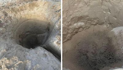 Warning to beachgoers after 8ft deep hole dug on Padstow beach