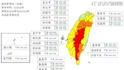 一片紅！中南部山區預估雨量超驚人 台電佈署6千人嚴陣以待