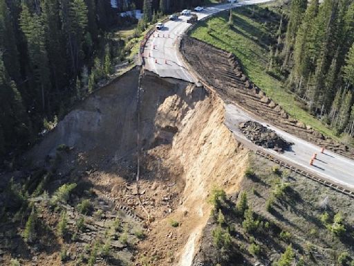 Huge section of Wyoming highway collapses, blocking critical transit route