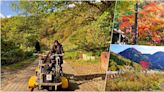 日本東北遊秋田大館，在廢棄小坂鐵軌上騎自行車，還有山谷楓紅鐵橋相伴～