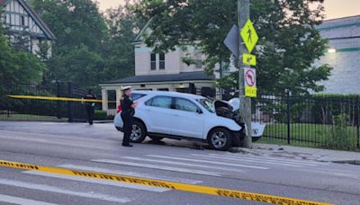 Crash into pole closes Clifton Avenue, sends 2 to hosptial