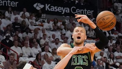 Celtics’ Porzingis leaves playoff game in Miami with right calf tightness