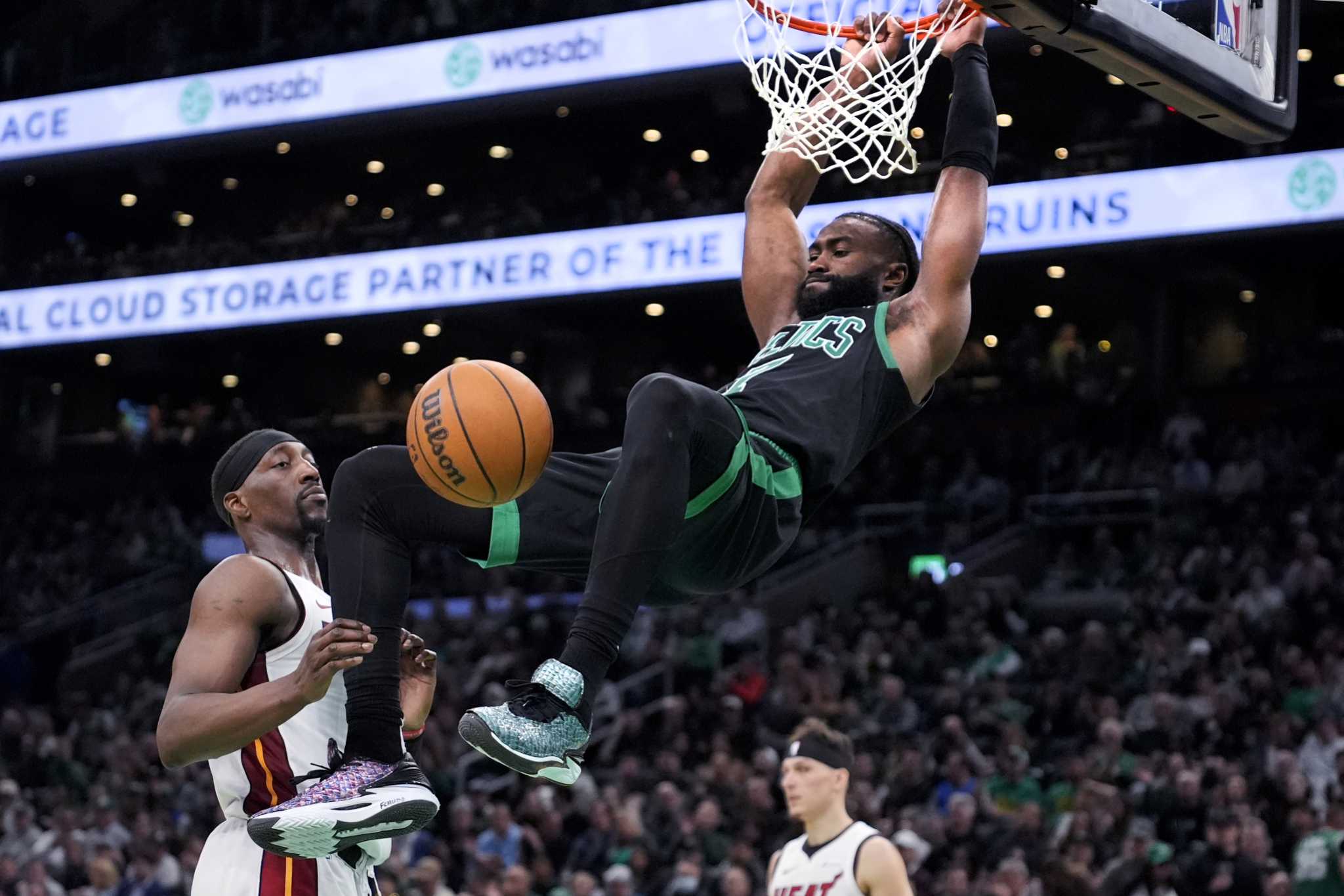 Top-seeded Celtics roll over Heat and into second round. They'll play Cleveland or Orlando