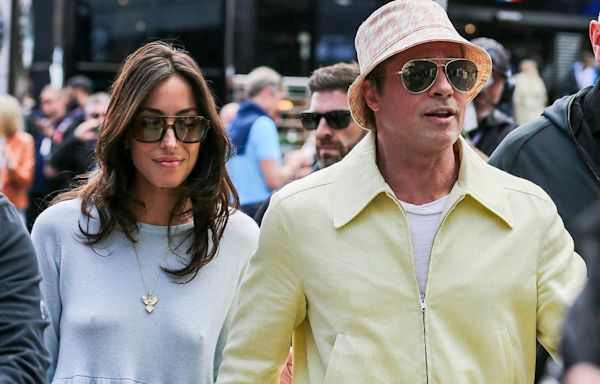 Brad Pitt and Girlfriend Ines de Ramon Hold Hands While Attending the British Grand Prix in England