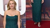 Gillian Anderson Shines in Metallic Gianvitto Rossi Sandals at ‘Scoop’ London Premiere