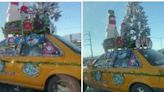 Taxi en México sorprende a usuarios con una decoración de Navidad