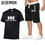 品牌字母 HELLY HANSEN 印花運動服套裝男士 T 卹  短褲套裝 2 件 2022 夏季運動服 T 卹