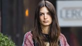 Emily Ratajkowski Wears a Prince Sweater with Cheetah-Print Pants While Walking Baby Sly