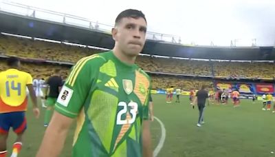 Emi Martinez SLAPS camera after shock Argentina defeat by Colombia