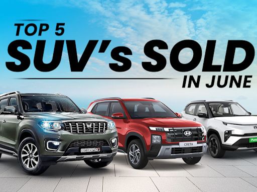 Top 5 Best Selling SUVs In India In The Month Of June which includes the Tata Punch, Hyundai Creta, Maruti...