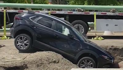 VIDEO: Suspect gets stuck in construction area after alleged bank robbery in West Linn