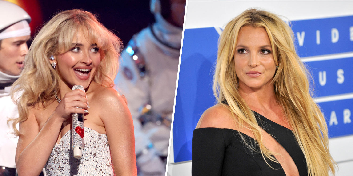 Britney Spears shares video reacting to Sabrina Carpenter's VMAs tribute: ‘Why didn’t she kiss a girl?’