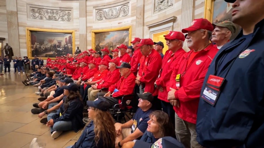 WATCH: Central Valley Honor Flight veterans sing ‘God Bless America’ in U.S. Capitol’s rotunda