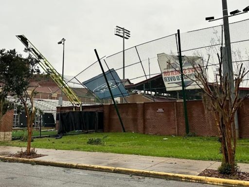 Storm damages Howser's right-field fence, foul pole