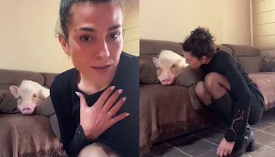 Andrea, la influencer catalana que convive con un cerdo