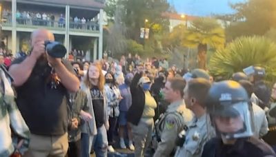 Campus chaos spreads to California: Riot cops are called in after anti-Israel protestors take over State Polytechnic University and barricade the entrance and Bill Ackman ...