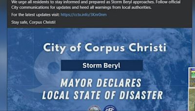 Corpus Christi mayor declares local state of disaster ahead of Beryl