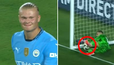 Watch Man City star Erling Haaland score 'ghost goal' against Barcelona