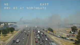 Vegetation fires burn on both sides of I-80 in Sacramento
