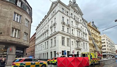 Falling cornice kills person at Prague tram stop