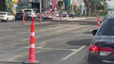 Road work on Las Vegas Strip causing lane closures and traffic delays