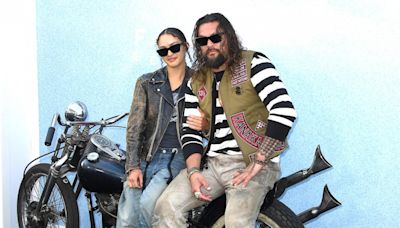 Jason Momoa, daughter arrive in theme on motorcycle at 'The Bikeriders' premiere