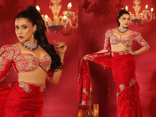 Mannara Chopra Stuns In Red Saree For Latest Magazine Cover Shoot- VIRAL VIDEO