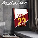 科比掛畫NBA明星球服詹姆斯杜蘭特男孩臥室掛畫紫金24號球衣壁畫