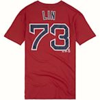 MLB Majestic波士頓紅襪隊73號林子偉背號T恤 丈青/紅