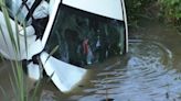 Car submerged in creek after hitting a deer in Eastover