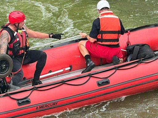 Wylie Fire-Rescue conducting swift water rescue in East Fork Trinity River