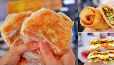 台中東勢在地人氣早餐，創意台灣漢堡必點！山東蔥大餅厚實好吃，還有季節限定茴香餅