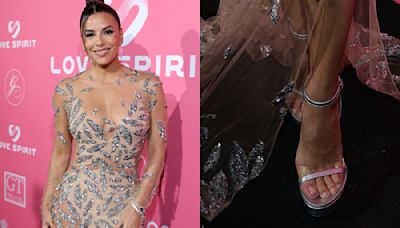 Eva Longoria Shines in Embroidered Yanina Couture and Santoni Heels at Global Gift Gala During 2024 Cannes Film Festival