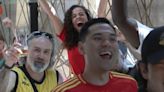 Spanish fans celebrate on The Drive following Euro Cup win over England