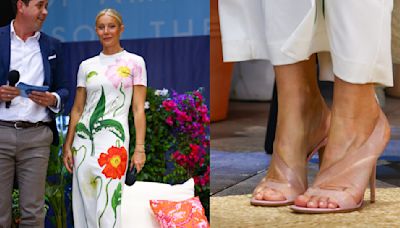 Gwyneth Paltrow Embraces Clear Heels Trend With Gianvito Rossi Strappy Sandals at Cannes Lions 2024 Festival