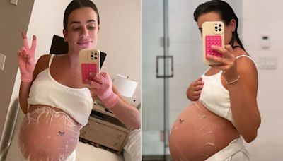 Pregnant Lea Michele Pampers Her Bare Bump with Belly Mask: ‘One Happy Mama’
