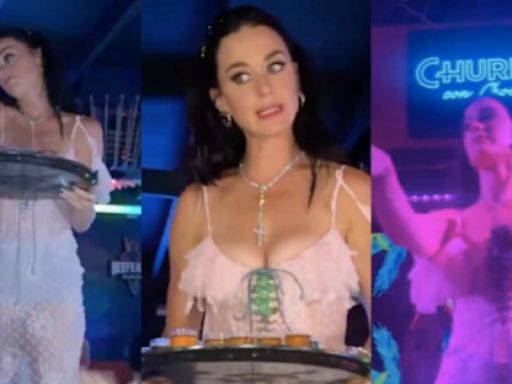 Katy Perry dança "Macarena", serve shots e mostra música nova em bar de Barcelona. Veja os vídeos!