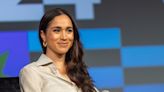 Duchess Meghan Looks Dreamy in a Silky Pinstripe Skirt Set at SXSW