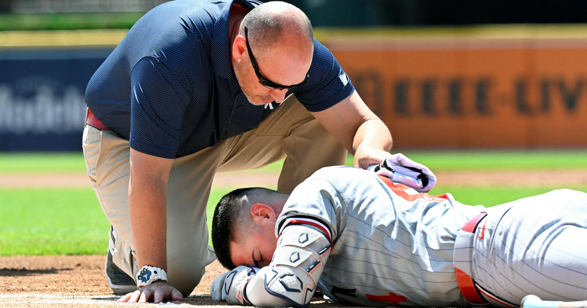 Twins’ Jose Miranda appears to escape serious injury after getting hit in helmet by pitch