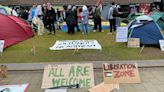 Pro-Palestinian tent camps seen at British university as chaos erupts