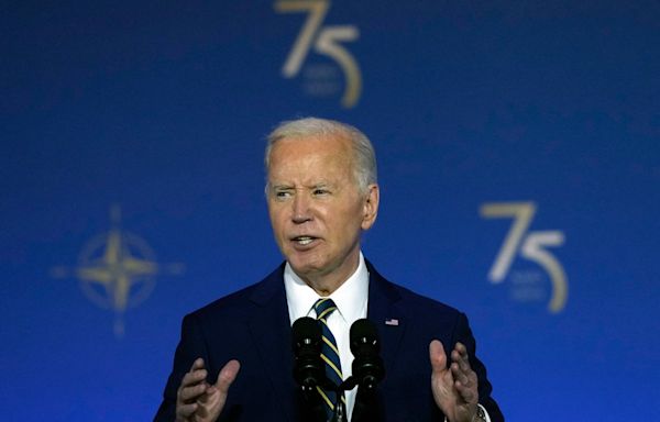 Joe Biden seeks to quell domestic fears over his fitness for office with NATO address to global leaders