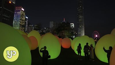 Hong Kong’s harbour illuminated by art installation of egg-shaped objects