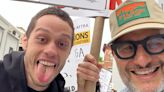 Pete Davidson, man of the people, hands out pizza at writers strike